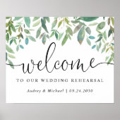 Botanische Greenery Welcome Wedding Rehearsal Poster (Voorkant)