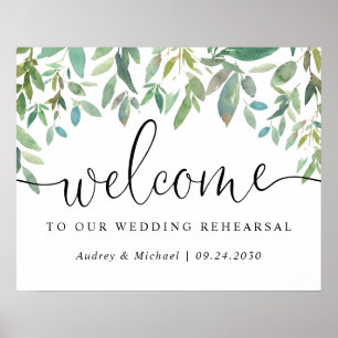 Botanische Greenery Welcome Wedding Rehearsal Poster