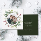Botanische Greenery Winter Wedding Square Save The Date