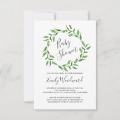 Botanische Greenery Wreath Baby shower Kaart (Voorkant)