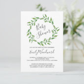 Botanische Greenery Wreath Baby shower Kaart (Staand voorkant)