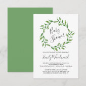Botanische Greenery Wreath Baby shower Kaart (Voorkant / Achterkant)