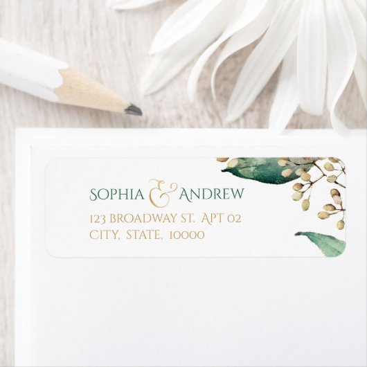 Botanische grienery rustige bruiloft etiket (Insitu)