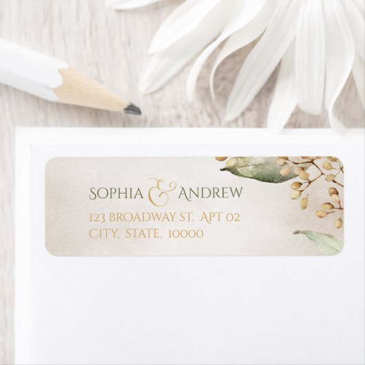 Botanische grienery  rustisch retouradres etiket (Insitu)