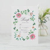 Botanische grijs en groene Floral | Rsvp Save The Date (Staand voorkant)