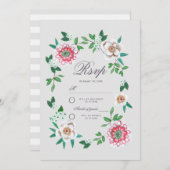 Botanische grijs en groene Floral | Rsvp Save The Date (Voorkant / Achterkant)