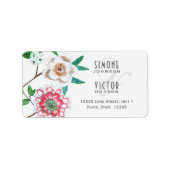 Botanische grijs groene bloem | Trouwen Etiket (Voorkant)