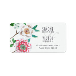 Botanische grijze Floral | Weddenschap Etiket