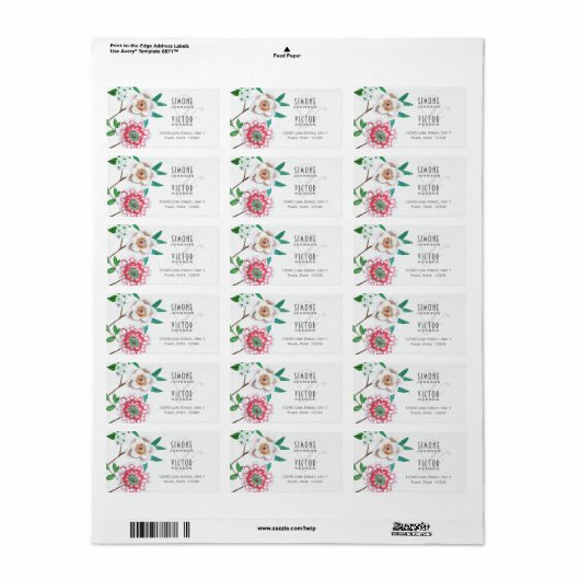 Botanische grijze Floral | Weddenschap Etiket (Full Sheet)