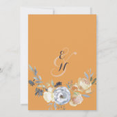 Botanische grijze oranje witte florale bruiloft kaart (Achterkant)