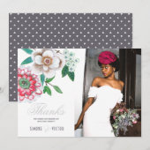 Botanische grijze roze groene Bedankt van Florence Save The Date (Voorkant / Achterkant)