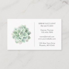 Botanische grijze Waterverf Succulent Day Spa Visitekaartje