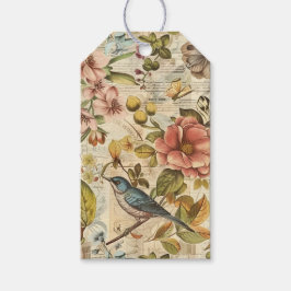Botanische Grillementen Collage Schrapboek Papier Cadeaulabel