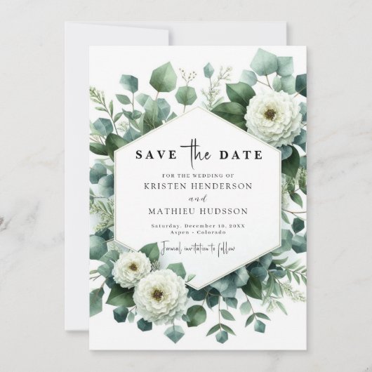 Botanische grillige eucalyptus digitale bruiloft save the date (Voorkant)