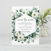 Botanische grillige eucalyptus digitale bruiloft save the date (Staand voorkant)
