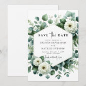 Botanische grillige eucalyptus digitale bruiloft save the date (Voorkant / Achterkant)