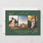 Botanische groen | 3 Foto Wedding Save the Date Magnetische Uitnodiging (Voorkant)