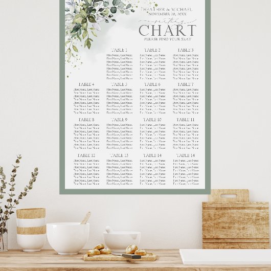 Botanische groen-afzuigkap poster (Keuken)