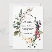 Botanische groen bespaart de datum van de bruiloft kaart (Voorkant)