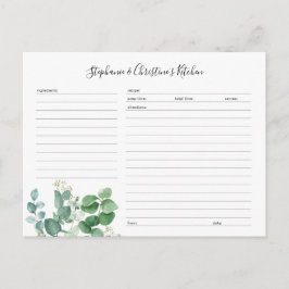 Botanische groen bewerkbare recept Kaart sjabloon