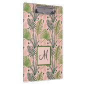 Botanische groen bladeren monogram roze koraal klembord (Rechts)