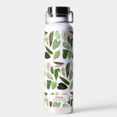 Botanische  groen bladeren waterfles (Achterkant)