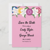 Botanische groen blush roze rozen Florale bruiloft Save The Date (Voorkant)