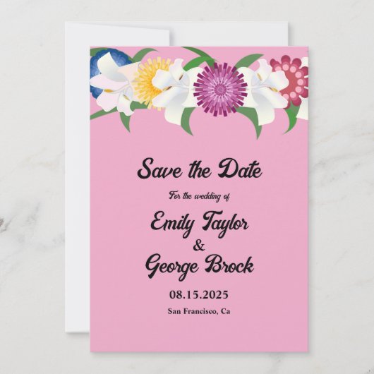 Botanische groen blush roze rozen Florale bruiloft Save The Date (Voorkant)