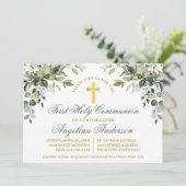 Botanische groen eerste communie salie groen kaart (Staand voorkant)