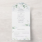 Botanische groen en Eucalyptus Wedding All In One Uitnodiging (Binnen)