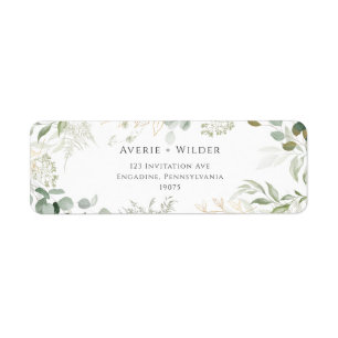 Botanische groen en gouden retour adreslabel etiket