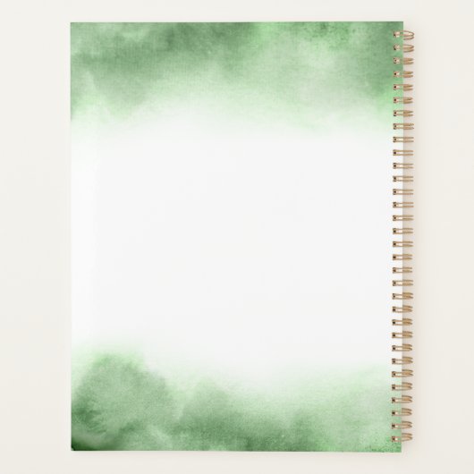 Botanische groen en gouden speciaal aangepast planner (Achterkant)