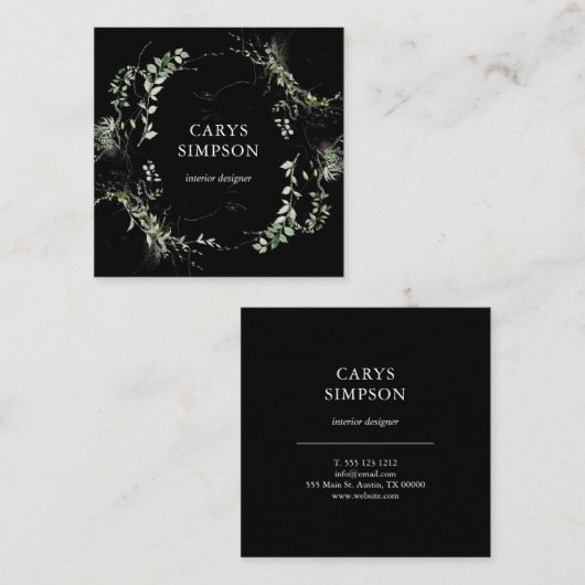 Botanische groen en ketch moderne vierkante visitekaartje (Voorkant / Achterkant)