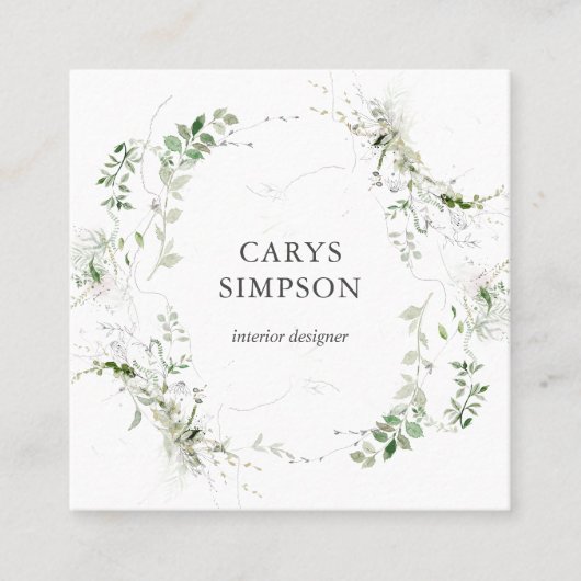 Botanische groen en ketch moderne vierkante visitekaartje (Voorkant)