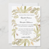 Botanische groen Eucalyptus Elegant Wedding Kaart (Voorkant)