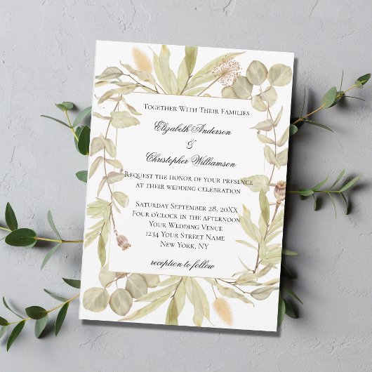 Botanische groen Eucalyptus Elegant Wedding Kaart