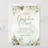 Botanische groen Eucalyptus Pampas Grass Wedding Kaart (Voorkant)