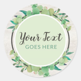 Botanische groen Eucalyptus & Rustige houtsoorten Ronde Sticker