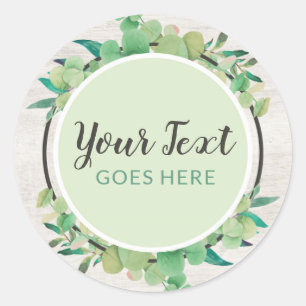 Botanische groen Eucalyptus & Rustige houtsoorten Ronde Sticker