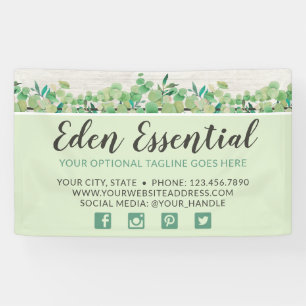Botanische groen Eucalyptus & Rustige houtsoorten Spandoek