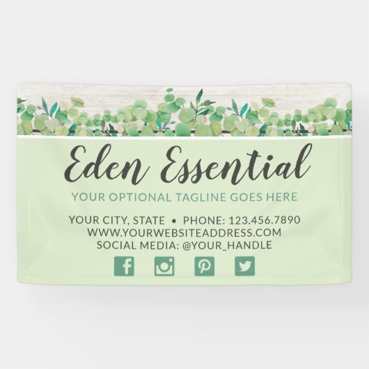 Botanische groen Eucalyptus & Rustige houtsoorten Spandoek (Horizontaal)