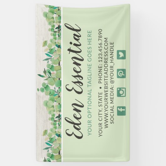 Botanische groen Eucalyptus & Rustige houtsoorten  Spandoek (Verticaal)