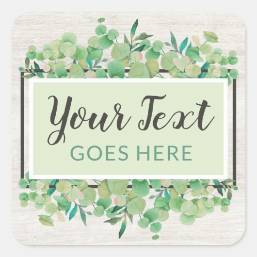 Botanische groen Eucalyptus & Rustige houtsoorten Vierkante Sticker (Voorkant)