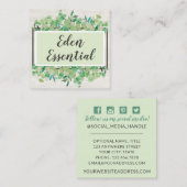 Botanische groen Eucalyptus Rustige sociale media Vierkante Visitekaartje (Voorkant / Achterkant)
