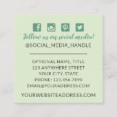 Botanische groen Eucalyptus Rustige sociale media Vierkante Visitekaartje (Achterkant)