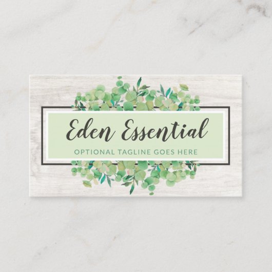 Botanische groen Eucalyptus Rustige sociale media Visitekaartje (Voorkant)