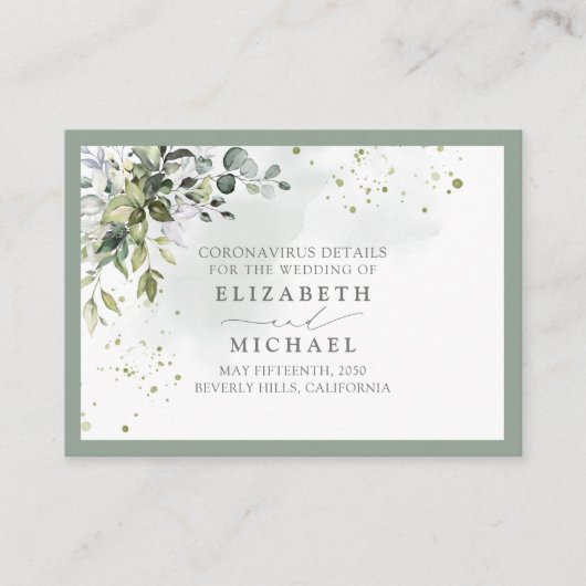 Botanische groen Floral Coronavirus Detail Informatiekaartje (Voorkant)