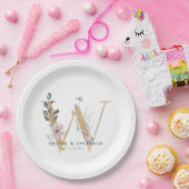 Botanische groen gouden bruiloft papier Bord (Feest)