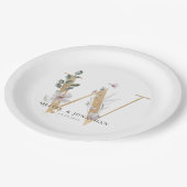 Botanische groen gouden bruiloft papier Bord (Gekanteld)