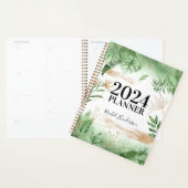 Botanische groen & gouden gepersonaliseerde jaarli planner (Display)